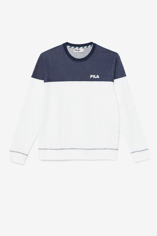 Fila Sweatshirt Carpathian Crew Mens Navy/White - India QFA-415938